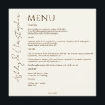 Elegant Modern Wildflower Off-White Wedding Menu<br><div class="desc">Straight-forward minimalist wedding reception menu with a focal-point on the couple's names in an elegant calligraphic typeface. Design features clean lines, minimalist typography and a colour palette coordinating with wedding stationery collection. ❀❀❀ Fully personalizable and easily customizable. However, please reach out for assistance in personalizing or customizing to fit your...</div>