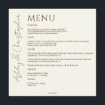 Elegant Modern Wildflower Off-White Wedding Menu<br><div class="desc">Straight-forward minimalist wedding reception menu with a focal-point on the couple's names in an elegant calligraphic typeface. Design features clean lines, minimalist typography and a colour palette coordinating with wedding stationery collection. ❀❀❀ Fully personalizable and easily customizable. However, please reach out for assistance in personalizing or customizing to fit your...</div>