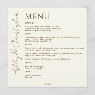 Elegant Modern Wildflower Off-White Wedding Menu