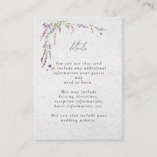 Elegant Modern Wildflower Script Wedding Enclosure Card