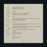 Elegant Modern Wildflower Taupe Wedding Menu<br><div class="desc">Straight-forward minimalist wedding reception menu with a focal-point on the couple's names in an elegant calligraphic typeface. Design features clean lines, minimalist typography and a colour palette coordinating with wedding stationery collection. ❀❀❀ Fully personalizable and easily customizable. However, please reach out for assistance in personalizing or customizing to fit your...</div>