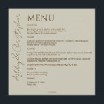 Elegant Modern Wildflower Taupe Wedding Menu<br><div class="desc">Straight-forward minimalist wedding reception menu with a focal-point on the couple's names in an elegant calligraphic typeface. Design features clean lines, minimalist typography and a colour palette coordinating with wedding stationery collection. ❀❀❀ Fully personalizable and easily customizable. However, please reach out for assistance in personalizing or customizing to fit your...</div>