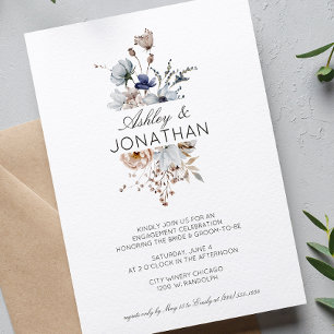Elegant Modern Wildflower Wedding Engagement Party Invitation