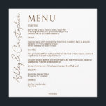 Elegant Modern Wildflower White & Bronze Wedding Menu<br><div class="desc">Straight-forward minimalist wedding reception menu with a focal-point on the couple's names in an elegant calligraphic typeface. Design features clean lines, minimalist typography and a colour palette coordinating with wedding stationery collection. ❀❀❀ Fully personalizable and easily customizable. However, please reach out for assistance in personalizing or customizing to fit your...</div>