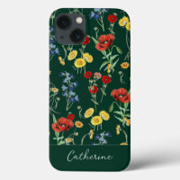 Elegant Modern Wildflowers Name Emerald Green