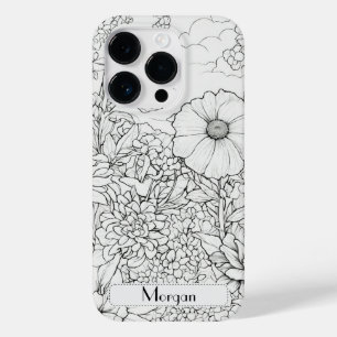 Elegant Modern Wildflowers white and black Case-Mate iPhone 14 Pro Case