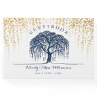 Elegant Modern Willow Tree Navy Blue Gold Wedding