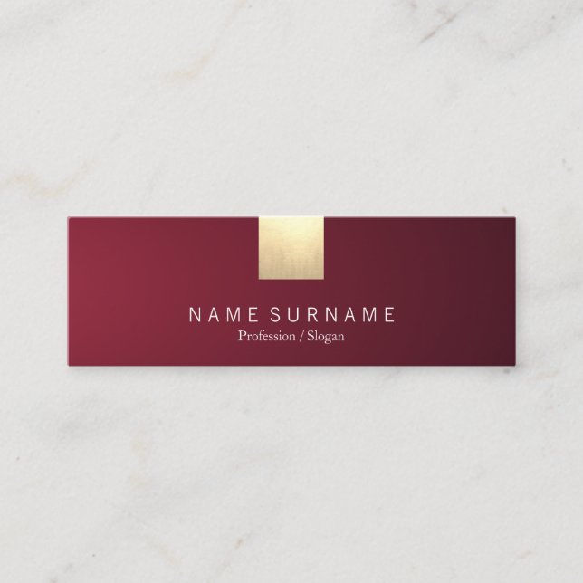 Elegant Modern Wine Violet Gradient Gold Accent Mini Business Card (Front)