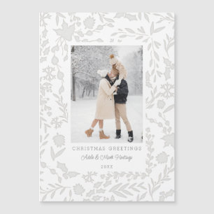 Elegant Modern Winter Botanical Photo-Silver