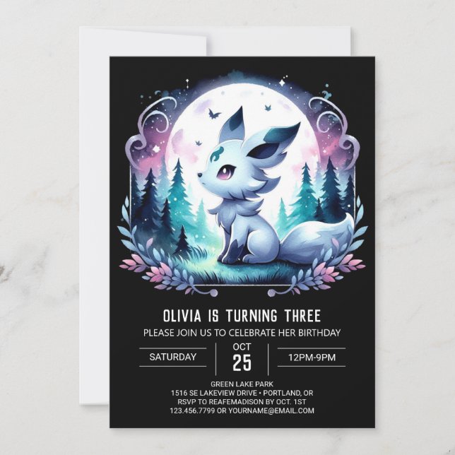 Elegant Modern Wolf Birthday Invitation (Front)