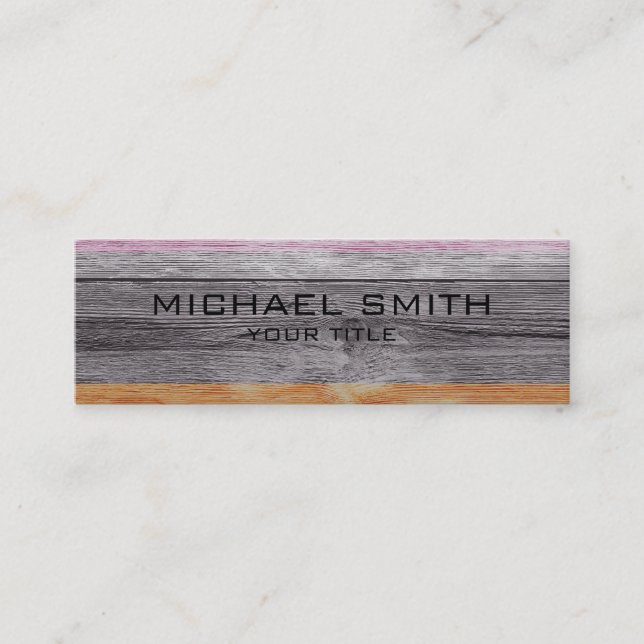 Elegant Modern Wood Painted Look #9 Mini Business Card (Front)