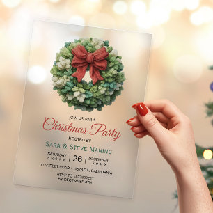 Elegant modern wreath christmas party acrylic invitations