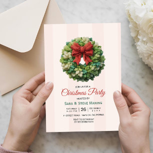 Elegant modern wreath christmas party invitation