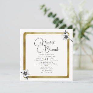 Elegant Modern Xmas Rose Gold Winter Bridal Brunch Invitation