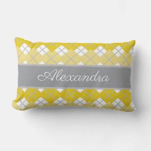Elegant Modern Yellow And Grey Pattern  Lumbar Pillow