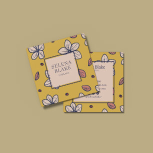 Elegant Modern Yellow Floral - chic Square Business Card