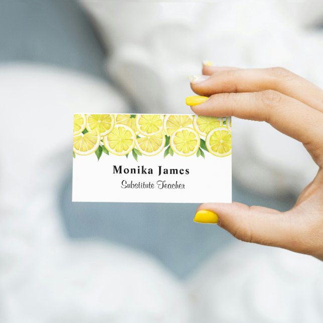 Elegant Modern Yellow Lemon Pattern Business Card (Creator Uploaded)