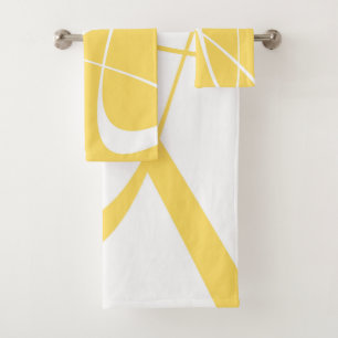 Elegant Modern Yellow White Bathroom Towels Set