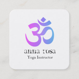 *~*  Elegant Modern Yoga Instructor Aum Om Symbol Square Business Card