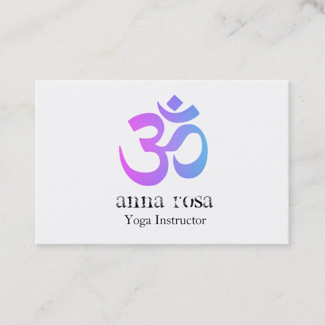 *~*  Elegant Modern Yoga Instructor Om Aum Symbol Business Card (Front)