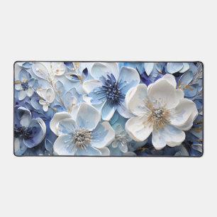 Élégant Moderne Botanique Florale Bleu Blanc