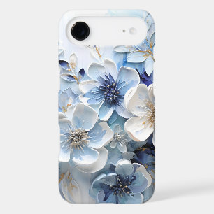 Élégant Moderne Botanique Florale Bleu Blanc