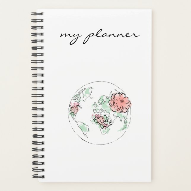 Elégant Moderne Chic Vert Aquarelle Pink Globe (Devant)
