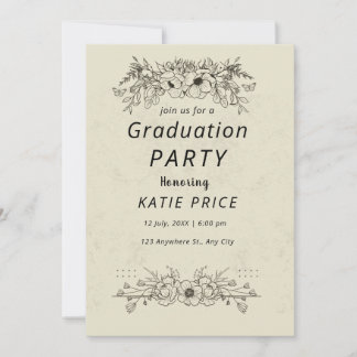 élégant moderne FLORAL Graduation Invitations
