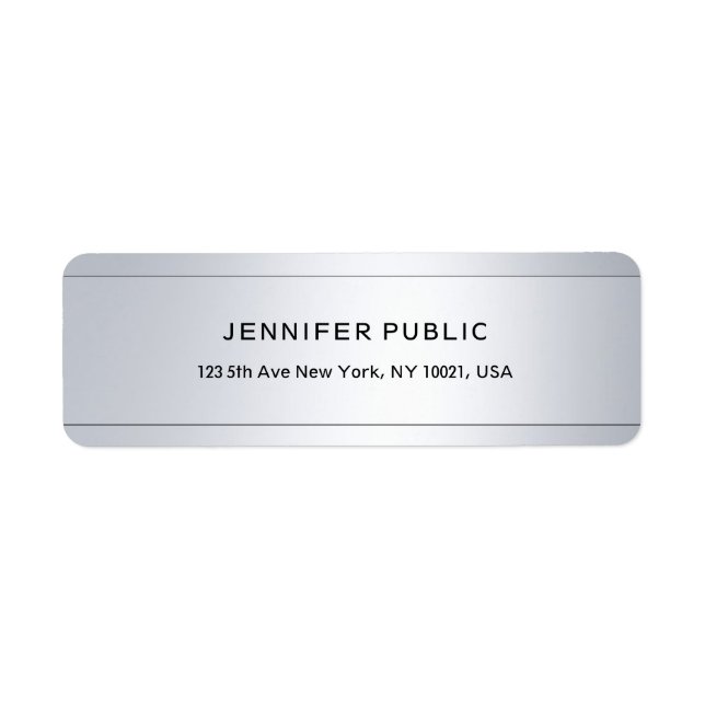 Elégant moderne Glam Silver Chic Adresse de retour (Devant)