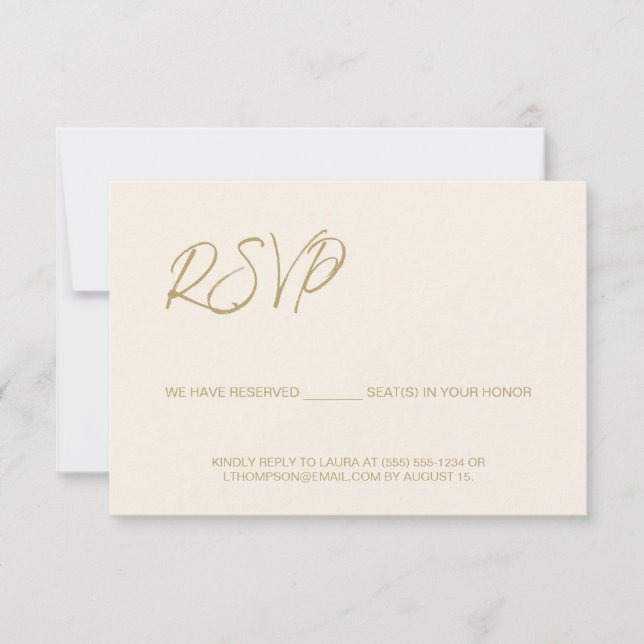 Elegant Moderne Ivoire RSVP aucun mailing Siège ré (Devant)