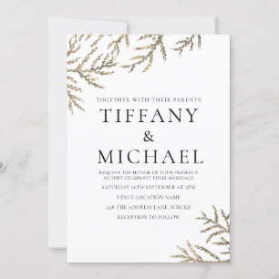 Elégant Moderne Leaf Mariage Invitation