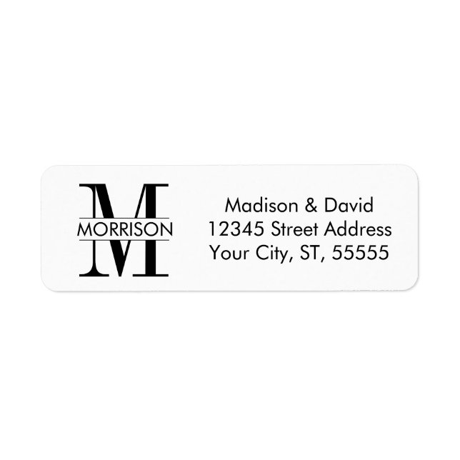Élégant moderne Monogramme Adresse de retour Étiqu (Devant)
