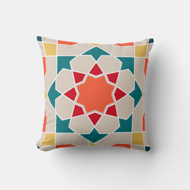 Elegant Moderne Mosaic Zellige Moroccan Tile 1 Throw Pillow (Front)