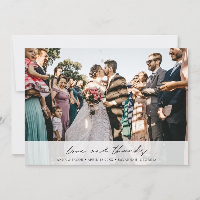 Elégant moderne Photo Love et Merci Mariage (Devant)