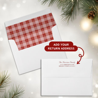 Élégant moderne Rouge Plaid Enveloppe d'adresse de