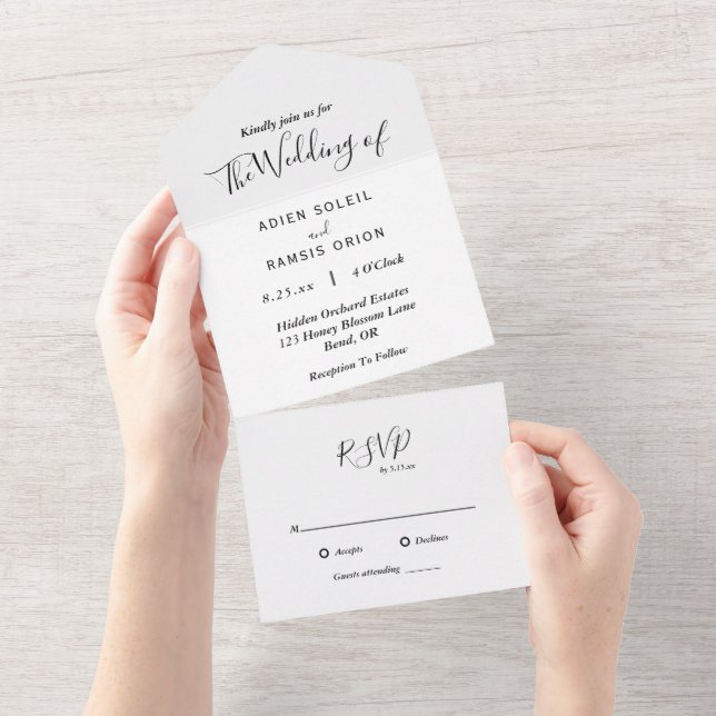 Élégant Moderne Tout En Un Faire-part de mariage (Déchirure)