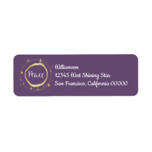 Élégant moderne violet de paix Gold Star