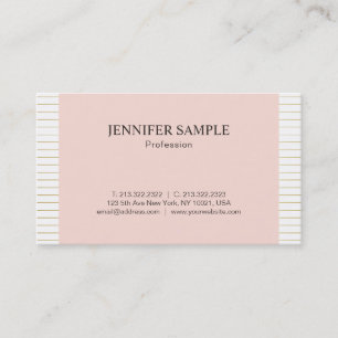 Elegant Modish Blush Pink Gold White Design Plain Business Card