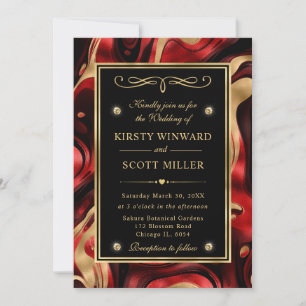 Elegant Molten Red and Gold Foil Wedding Invitation