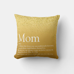 Elegant Mom Definition Quote Gold Glitter Modern Throw Pillow