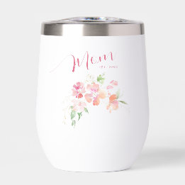 Elegant Mom Est Year Blush Pink Floral Watercolor