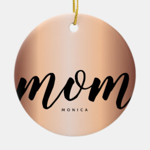 Elegant Mom Modern Minimalist Faux Rose Gold Ceramic Ornament