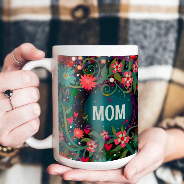 Elegant Mom Pink Green Floral Inspirivity Coffee Mug (Creator Uploaded)