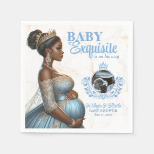 Elegant Mom to be Blue & Gold Royal Baby Shower Napkin