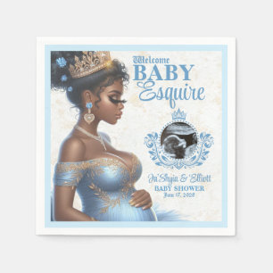 Elegant Mom to be Blue & Gold Royal Baby Shower Napkin