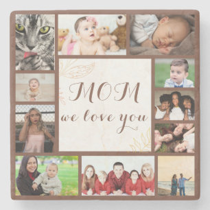 Elegant Mom We Love You Photo Collage  Stone Coaster