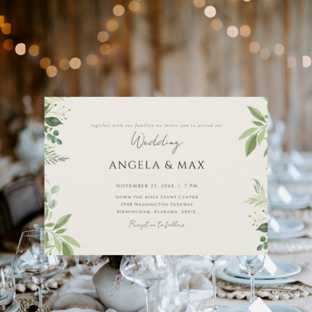 Elegant Moments Foliage Cream No Parents Wedding Invitation (Creator Uploaded)