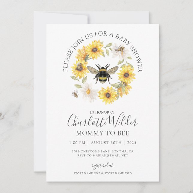 Elegant Mommy To Bee Baby Shower Invitation (Front)