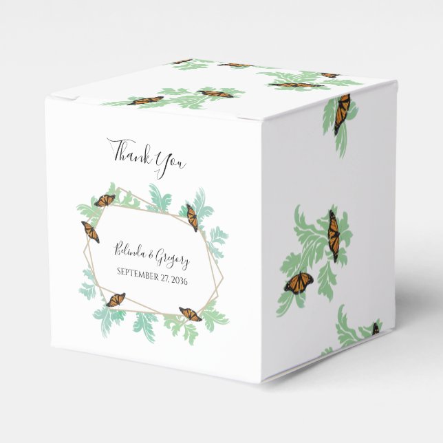 Elegant Monarch Butterfly Wedding Favor Box (Front Side)