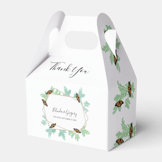 Elegant Monarch Butterfly Wedding Favor Box (Front Side)